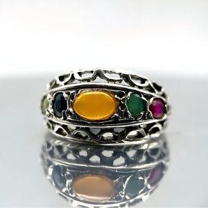 Women's Natural Multi Gem Ring - Birthstone Jewelry - Gift for Her